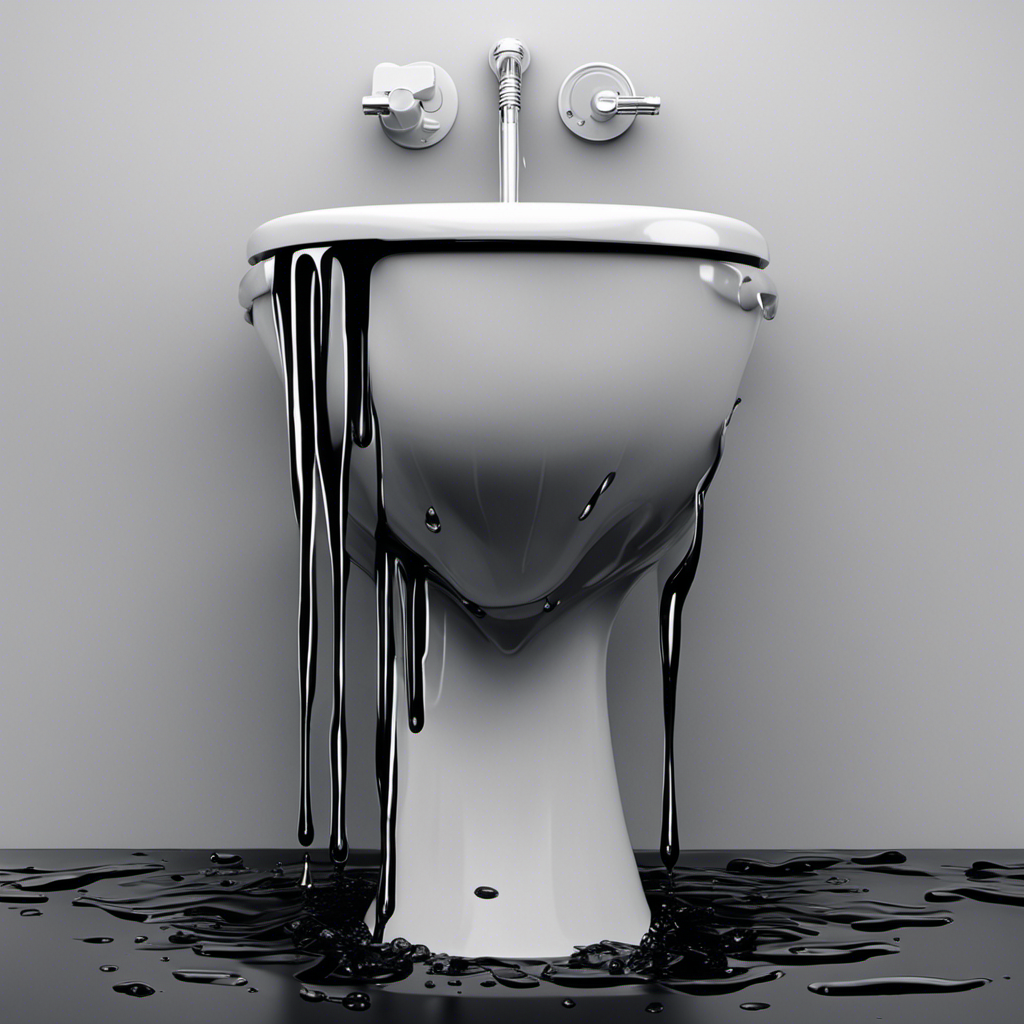 An image that showcases a constantly dripping toilet, with water droplets falling into a bucket, displaying the cumulative amount of wasted water