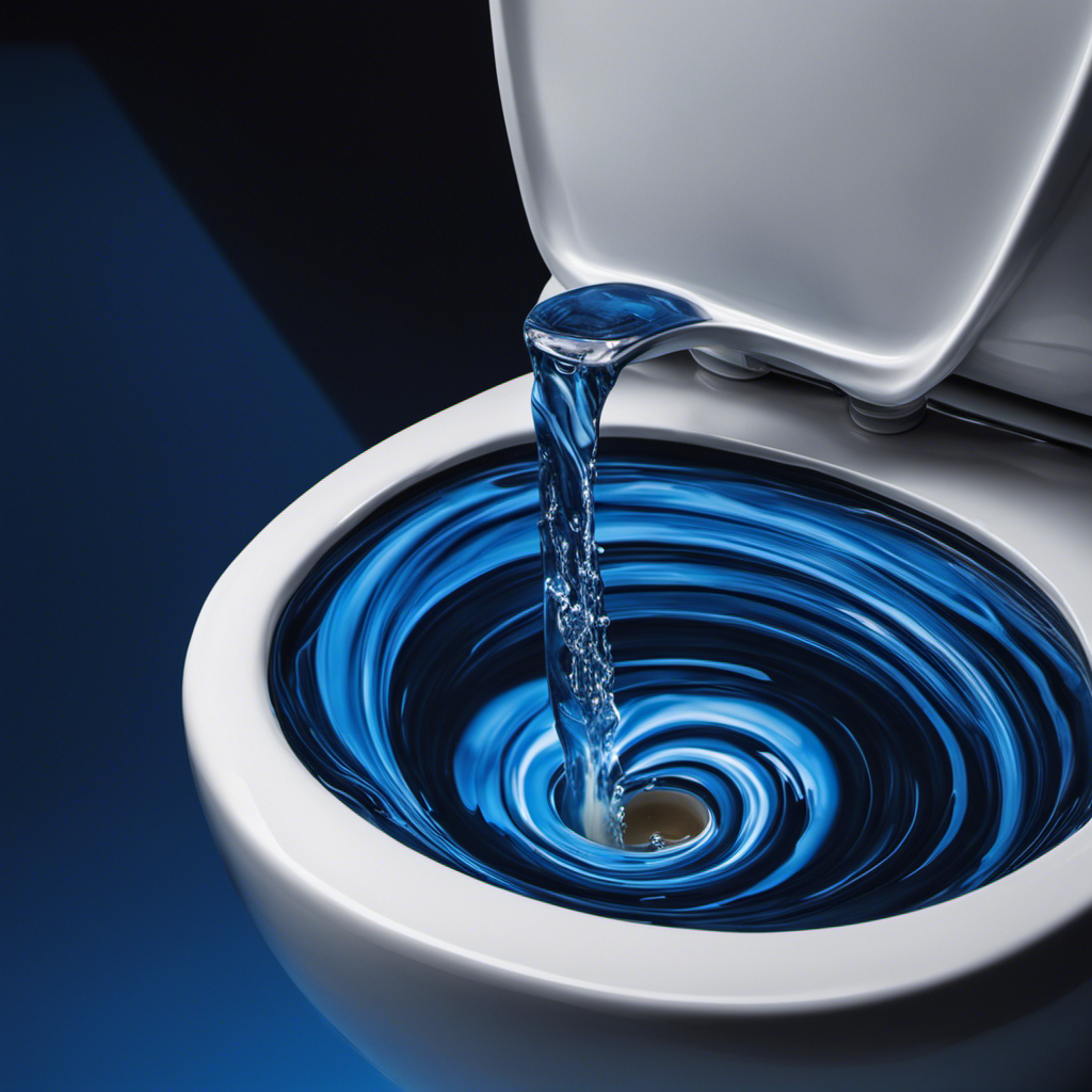 An image showcasing a continuously flushing toilet, water flowing rapidly into the bowl