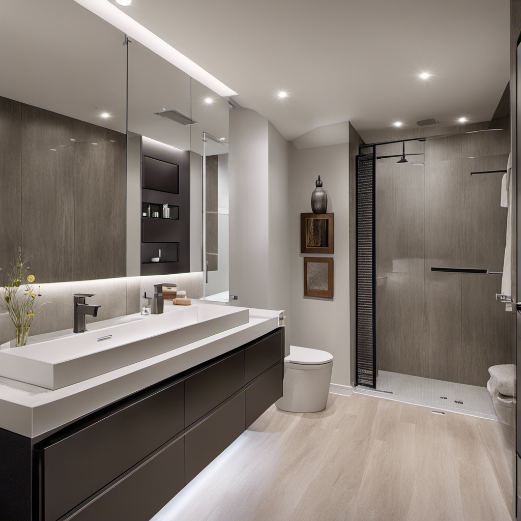 An image showcasing a well-lit, spacious basement bathroom