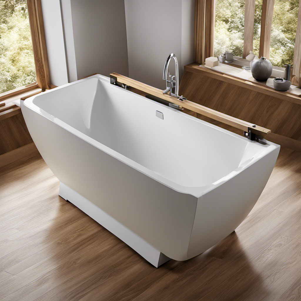 An image showcasing the step-by-step process of constructing a sturdy frame for a drop-in bathtub