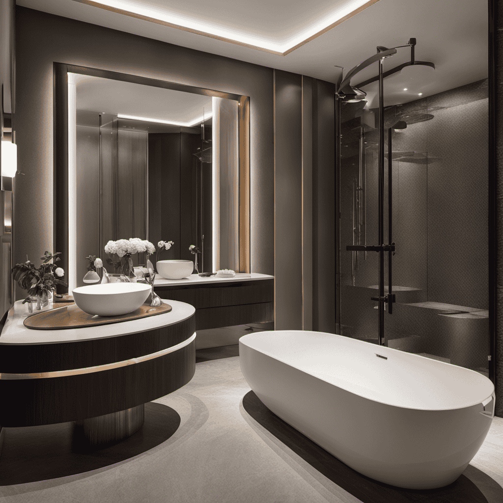 An image showcasing a well-lit bathroom with a variety of toilets displayed, highlighting their sleek designs, water-saving features, and comfortable seating