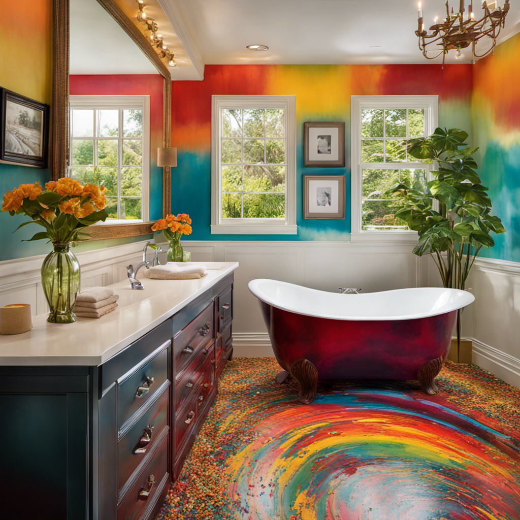 A visually captivating image showcasing the step-by-step process of transforming a dull bathtub into a vibrant masterpiece