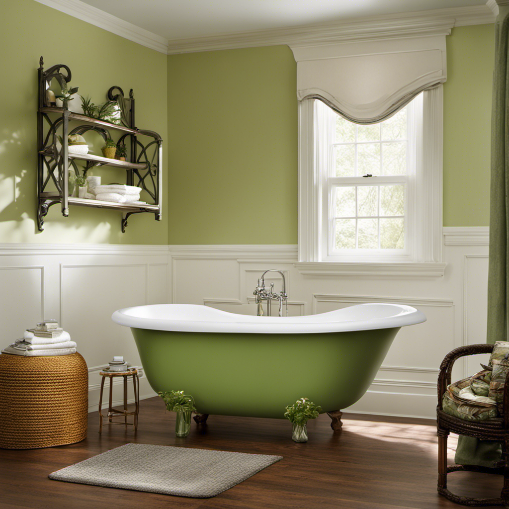 An image that showcases the step-by-step process of transforming a bathtub's color