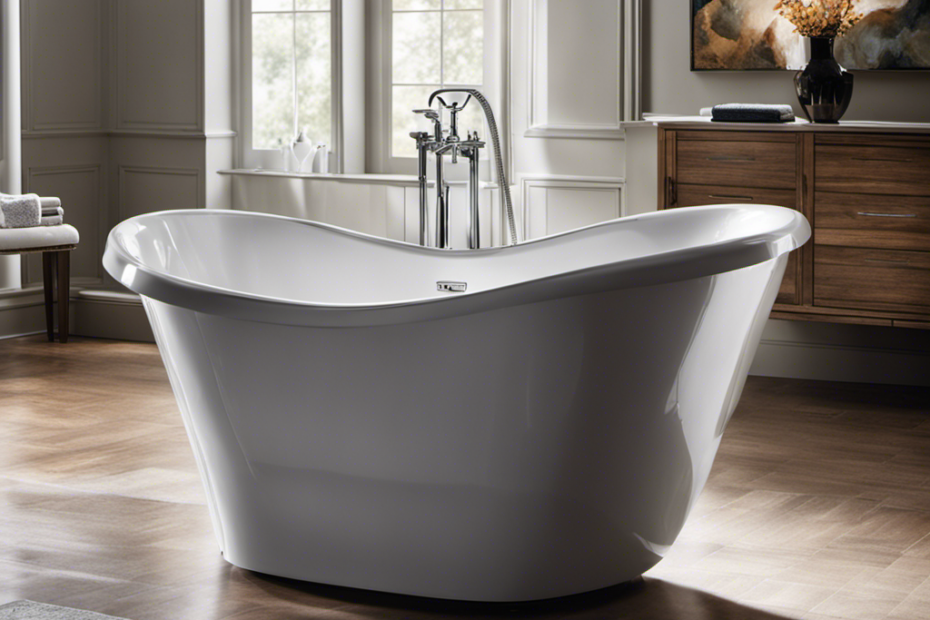 An image showcasing a gleaming acrylic bathtub, free from stains