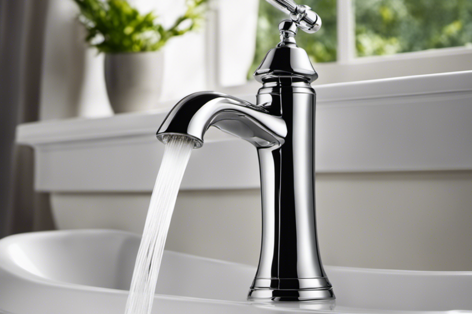 An image featuring a close-up view of a gleaming bathtub faucet being meticulously cleaned