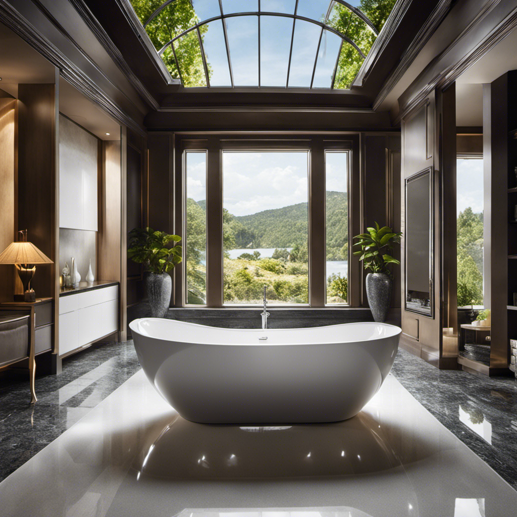 An image showcasing a sparkling bathtub with jets being meticulously cleaned