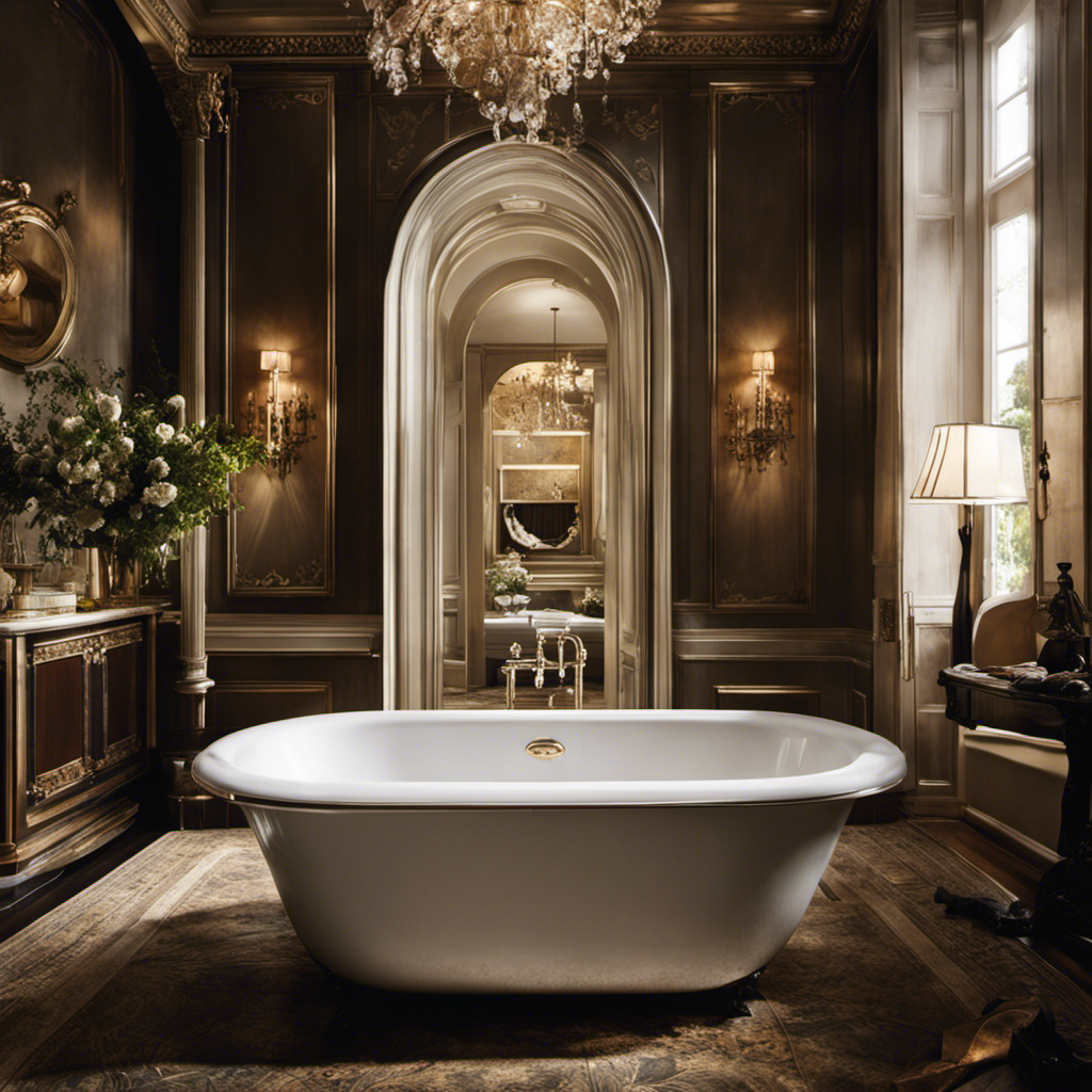 An image showcasing a clean, gleaming bathtub filled with warm, soapy water