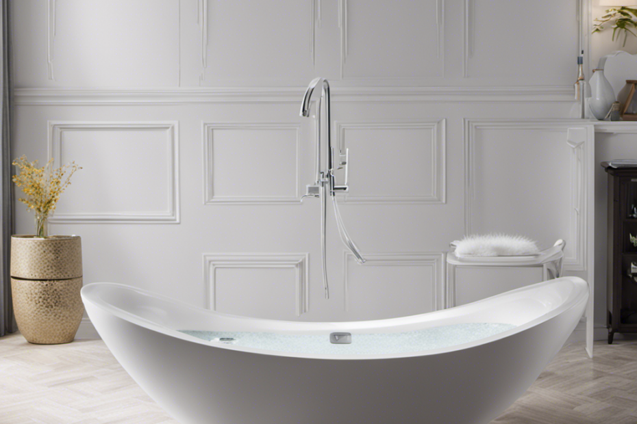 An image showcasing a sparkling white bathtub, free from hard water stains