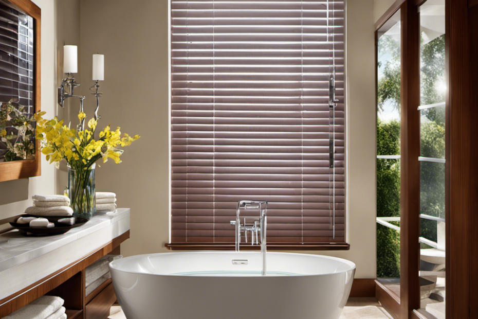 An image that shows a pair of Hunter Douglas Silhouette blinds immersed in a sparkling bathtub filled with warm soapy water, with gentle bubbles and a soft brush nearby, ready for a thorough cleaning