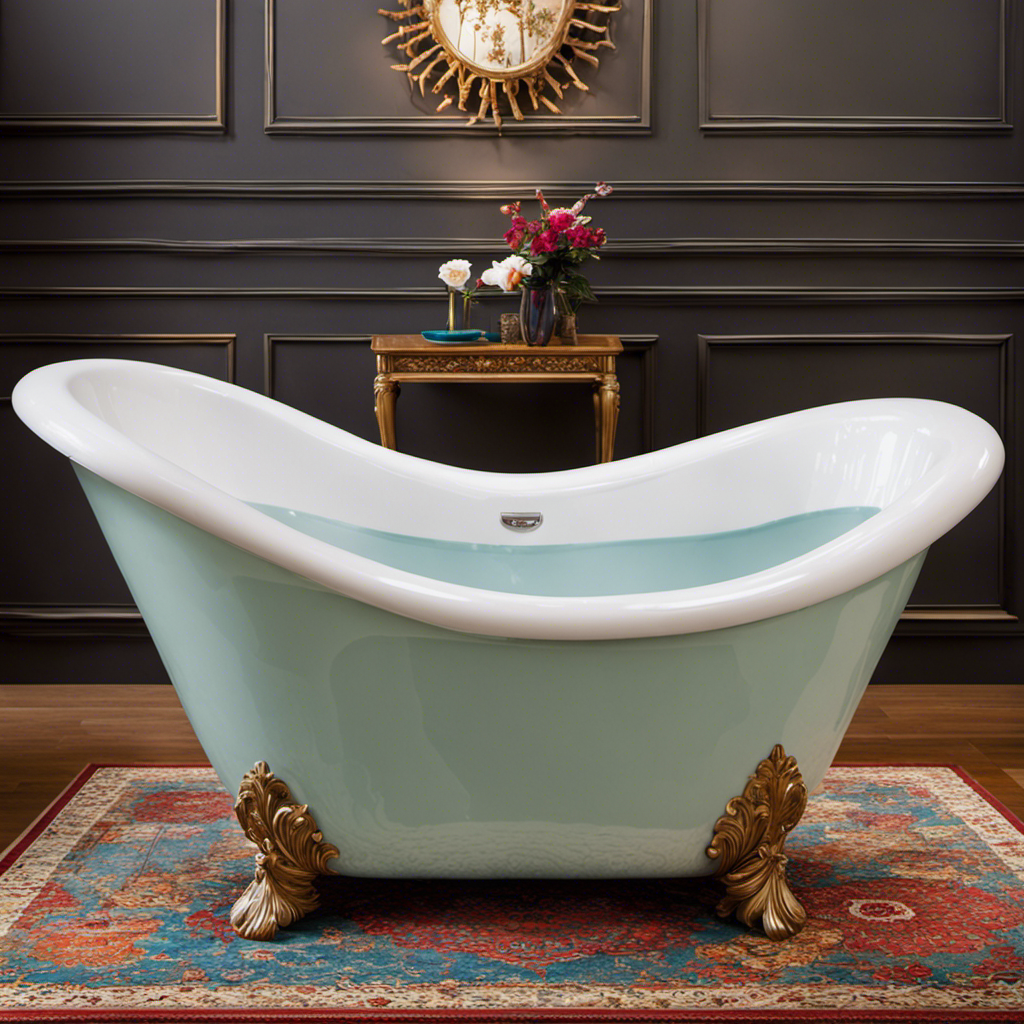 An image showcasing a large bathtub filled halfway with warm water and gentle detergent