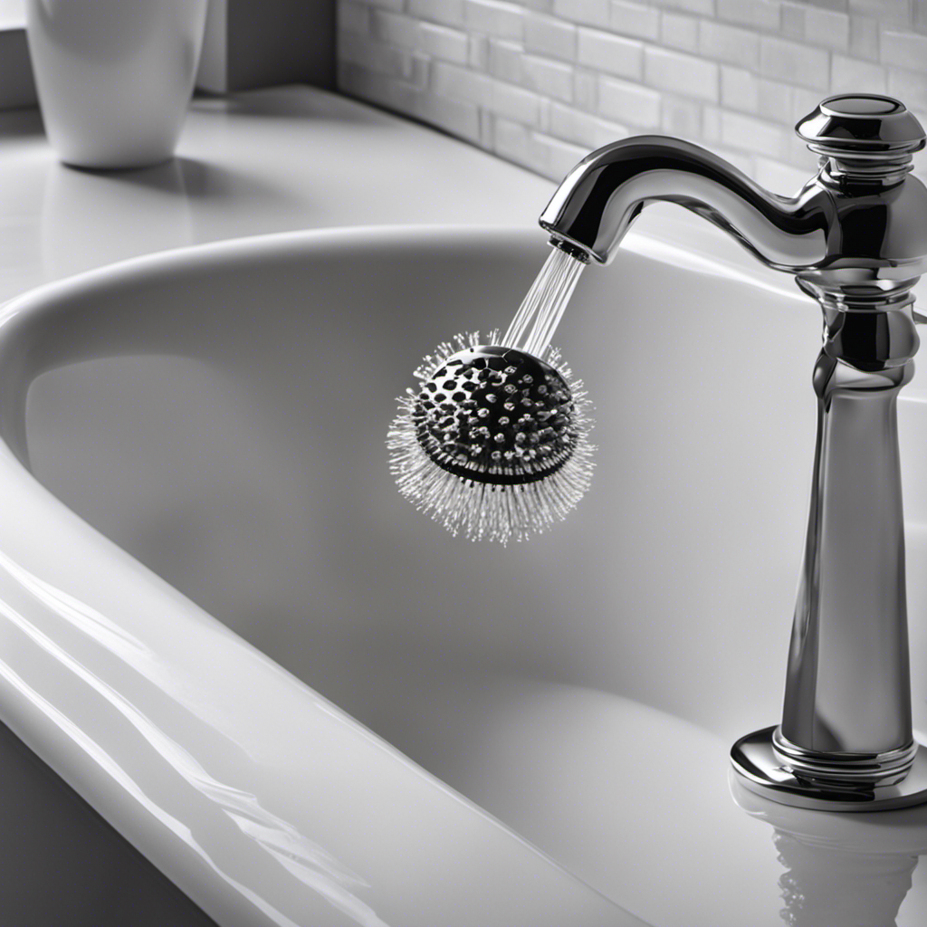 An image showcasing a close-up view of a sparkling clean bathtub drain