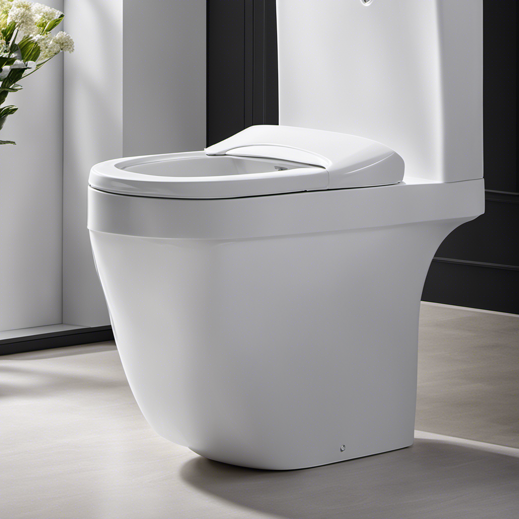 An image featuring a pair of gloved hands delicately wiping the glossy surface of a sleek Toto toilet with a soft microfiber cloth, capturing the meticulous process of cleaning every nook and cranny