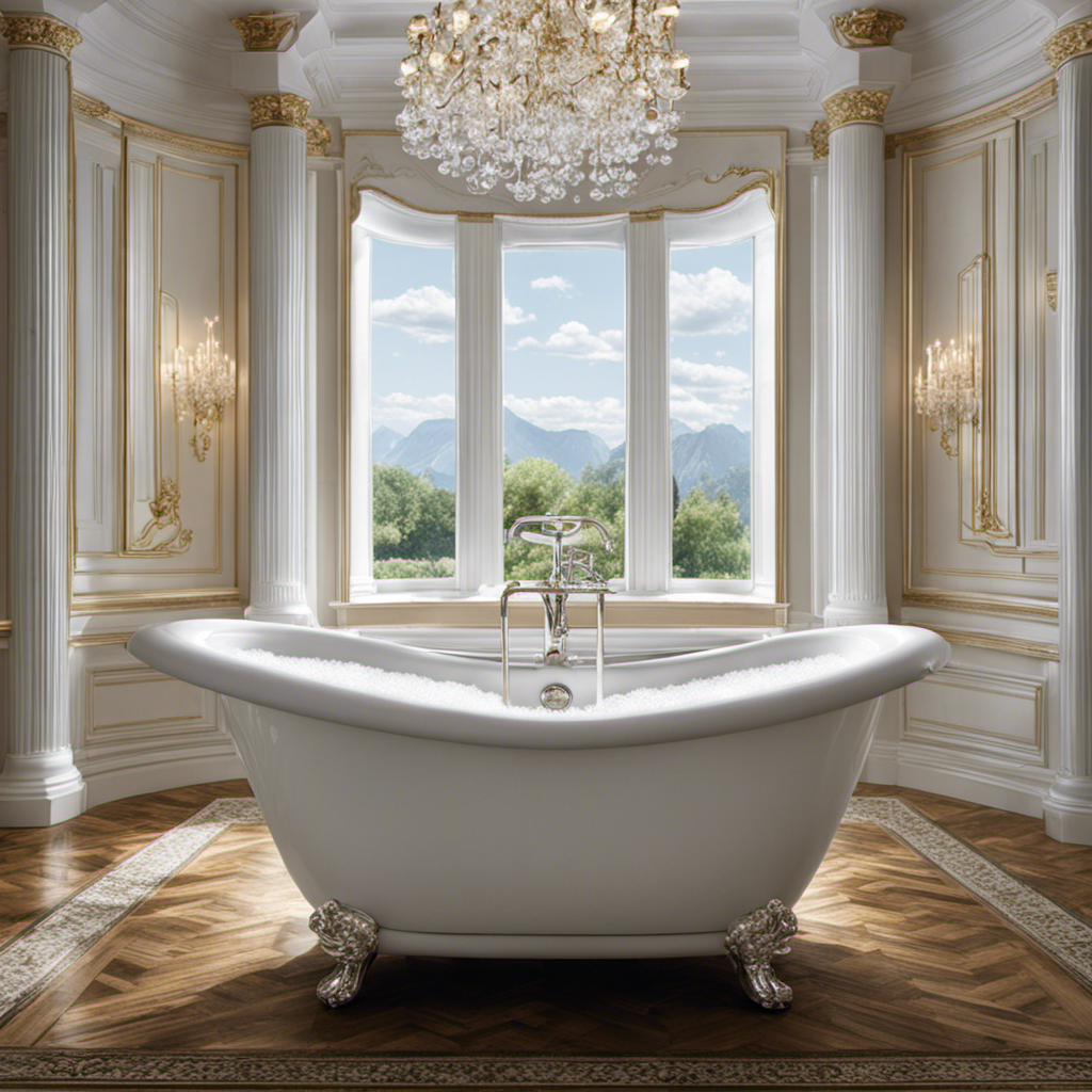 An image showcasing a sparkling white bathtub