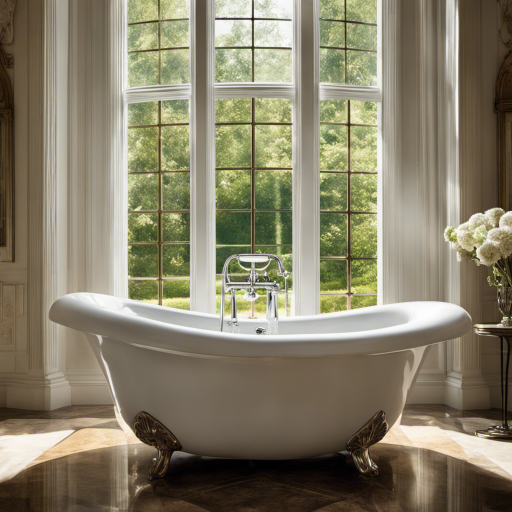 An image capturing a sparkling white bathtub, gleaming under the radiant sunlight