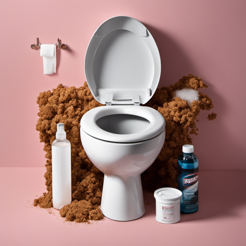 An image that showcases the step-by-step process of dissolving feces in a toilet, highlighting the use of specialized cleaning products, water flow, and the gradual breakdown of waste until it disappears completely