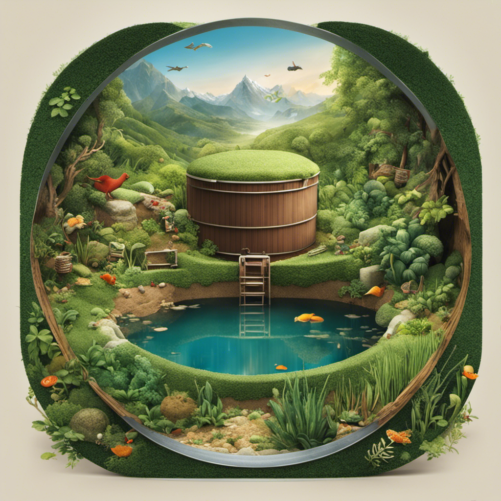 An image showcasing a septic tank surrounded by a blend of eco-friendly enzymes and bacteria, gently breaking down toilet paper, while maintaining a healthy balance in the tank's ecosystem