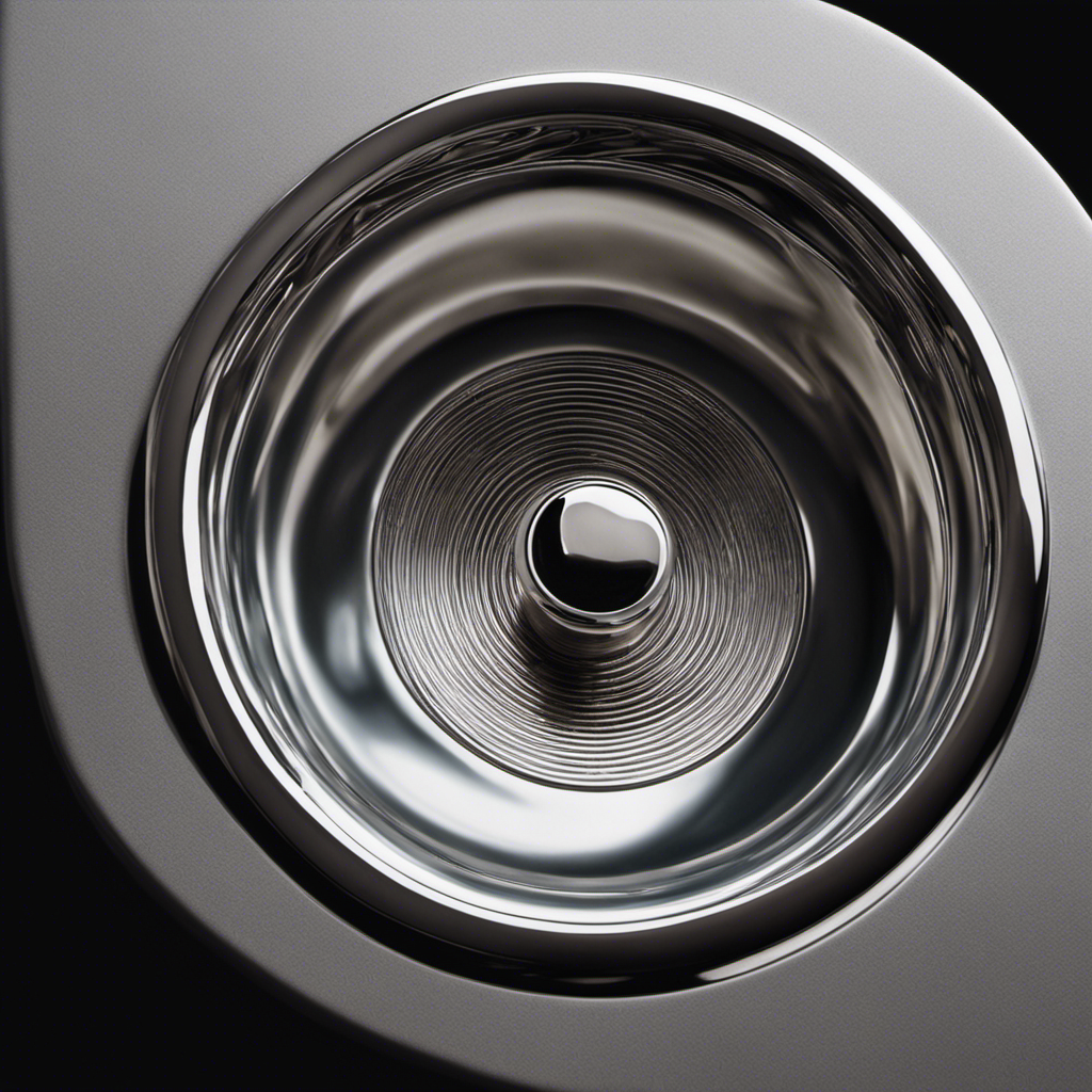 An image that showcases a close-up of a bathtub drain with a hand gripping a sleek silver drain plug, ready to lift it out