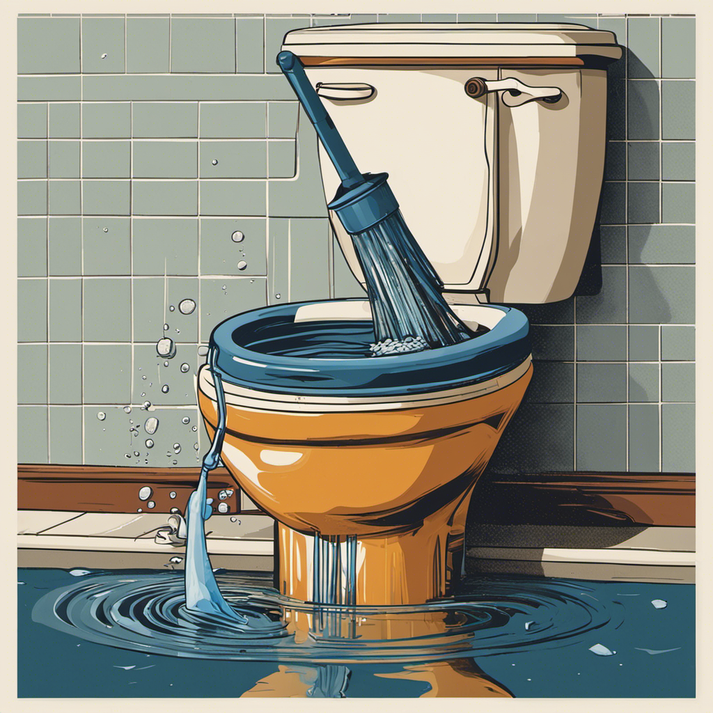 An image that captures the step-by-step process of draining water from a toilet: a person wearing rubber gloves, using a plunger to push down on the water, while a bucket awaits to catch the drainage