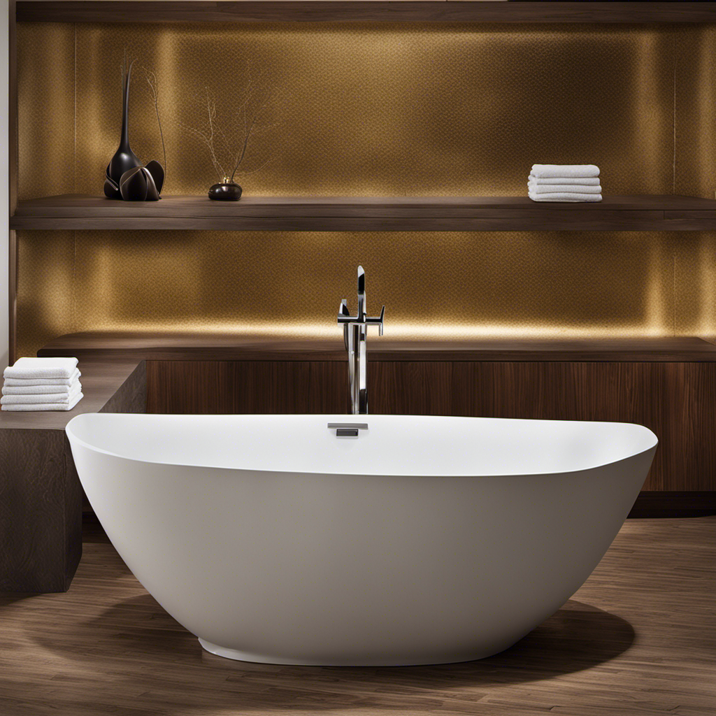 An image that showcases a close-up of a chipped porcelain bathtub, revealing a meticulous repair process