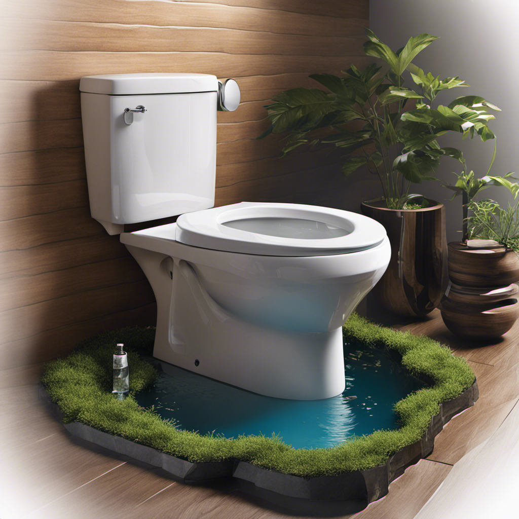An image showcasing a toilet with water overflowing onto the bathroom floor, forming a small puddle