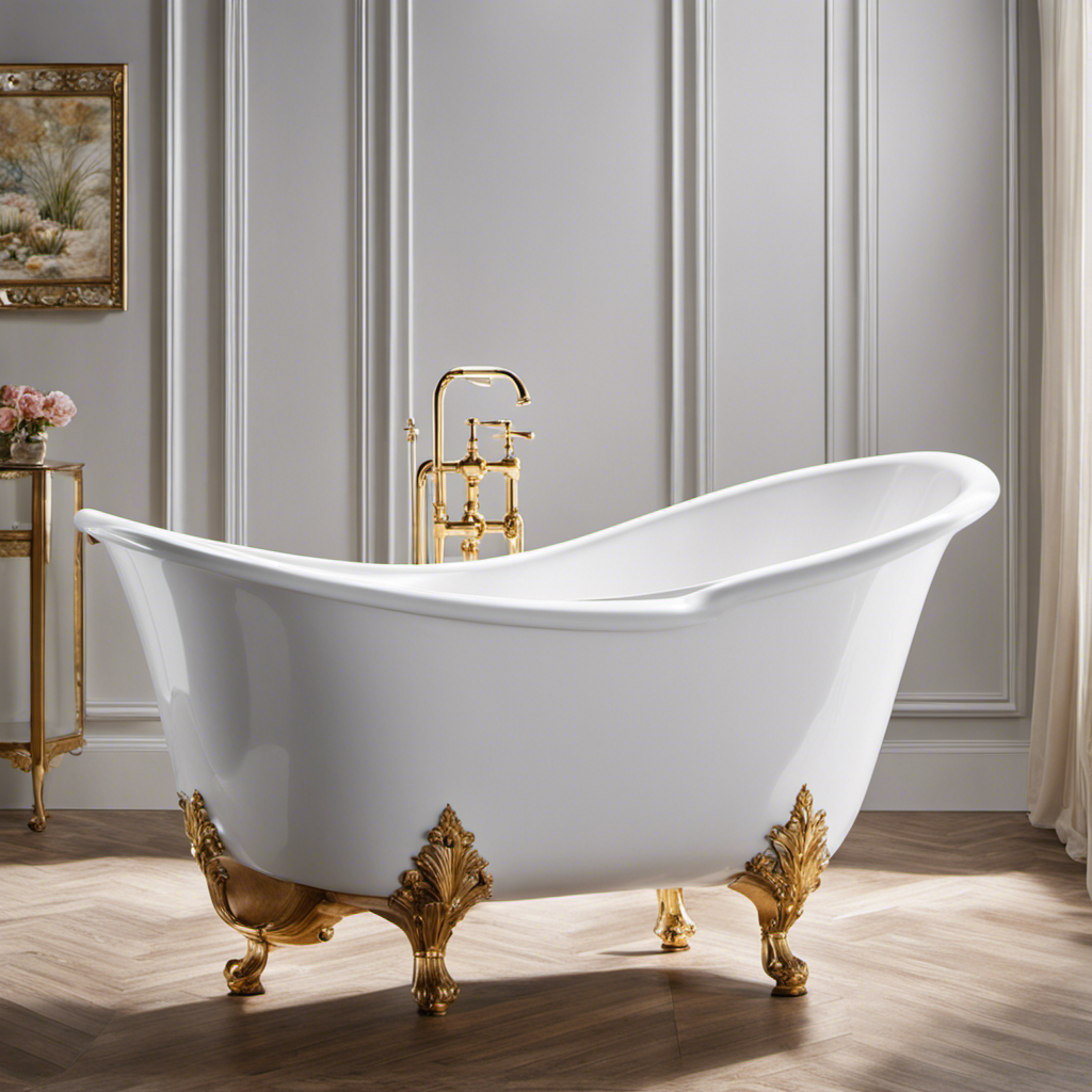 An image showcasing a hand delicately applying a smooth layer of glossy white enamel onto a chipped bathtub surface