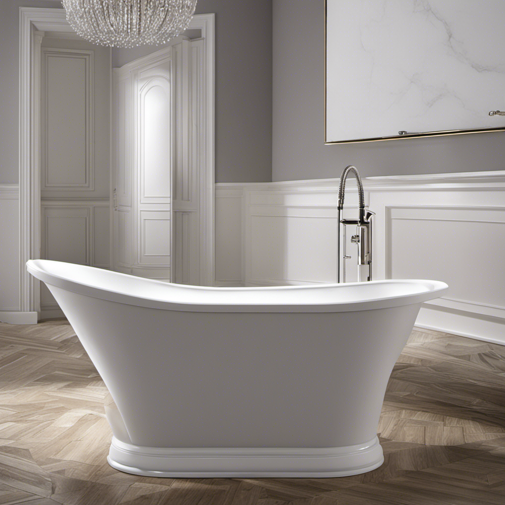 An image showing the step-by-step process of smoothing and leveling the filler in a crack on a bathtub