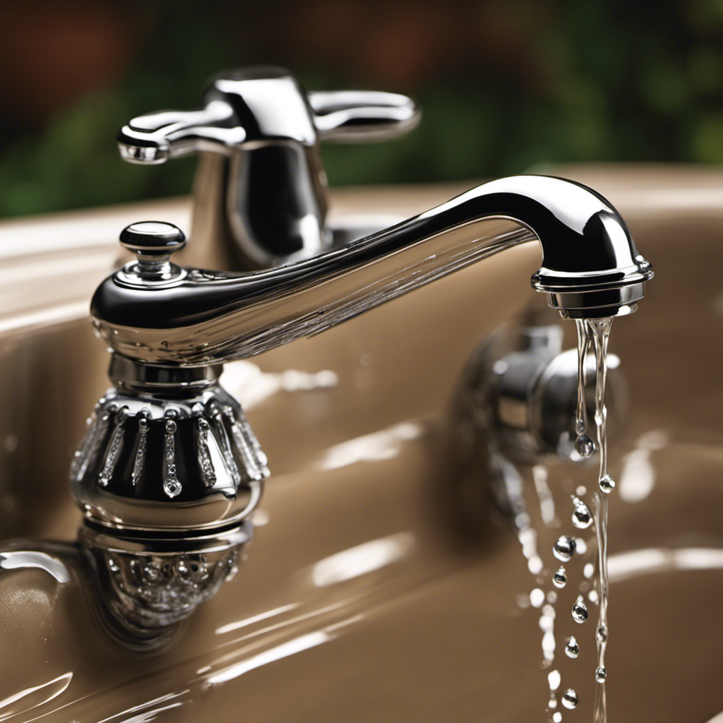 An image depicting a close-up view of a dripping bathtub faucet, surrounded by water droplets