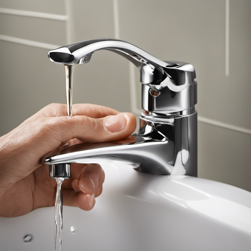 An image showcasing a step-by-step visual guide to fixing a bathtub faucet: a hand holding a wrench tightening the faucet handle, followed by a close-up of a dripping faucet, and finally, the faucet running smoothly with no leaks
