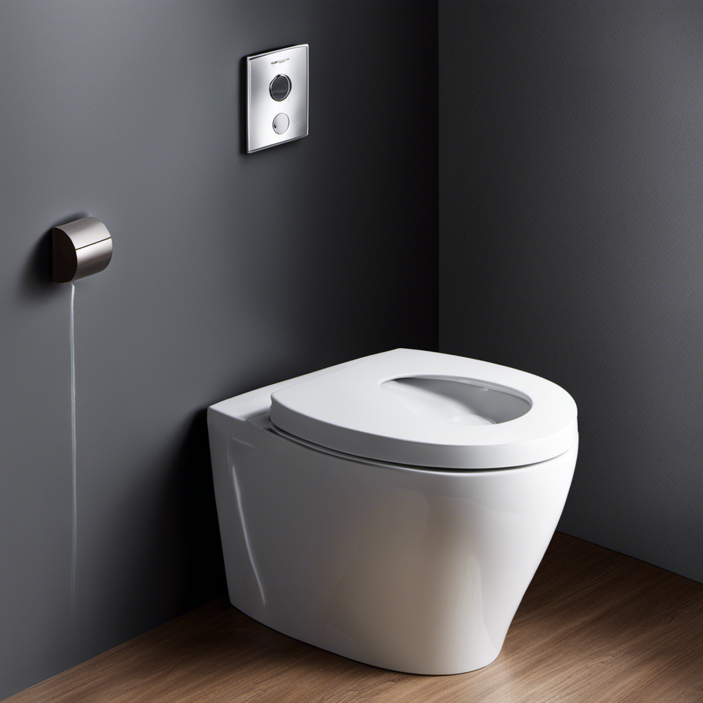 An image capturing a person's hand activating a motion sensor flush mechanism on a modern toilet