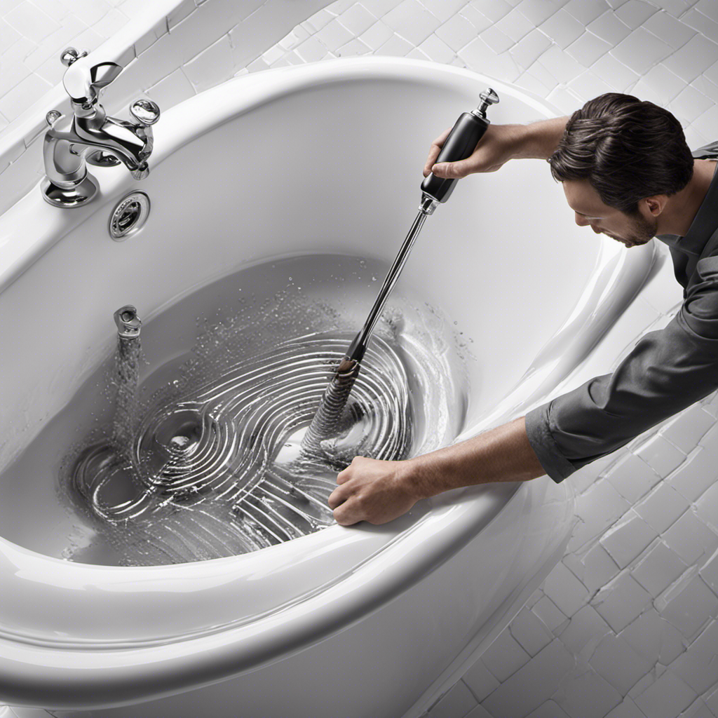 An image depicting a step-by-step guide to unclogging a bathtub drain