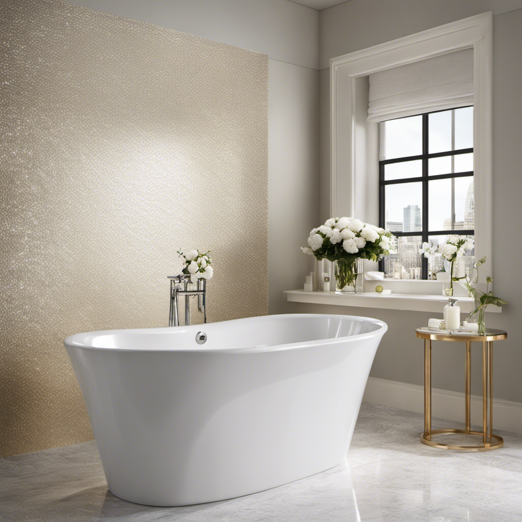 An image showcasing a gleaming, pristine white bathtub that exudes freshness and cleanliness