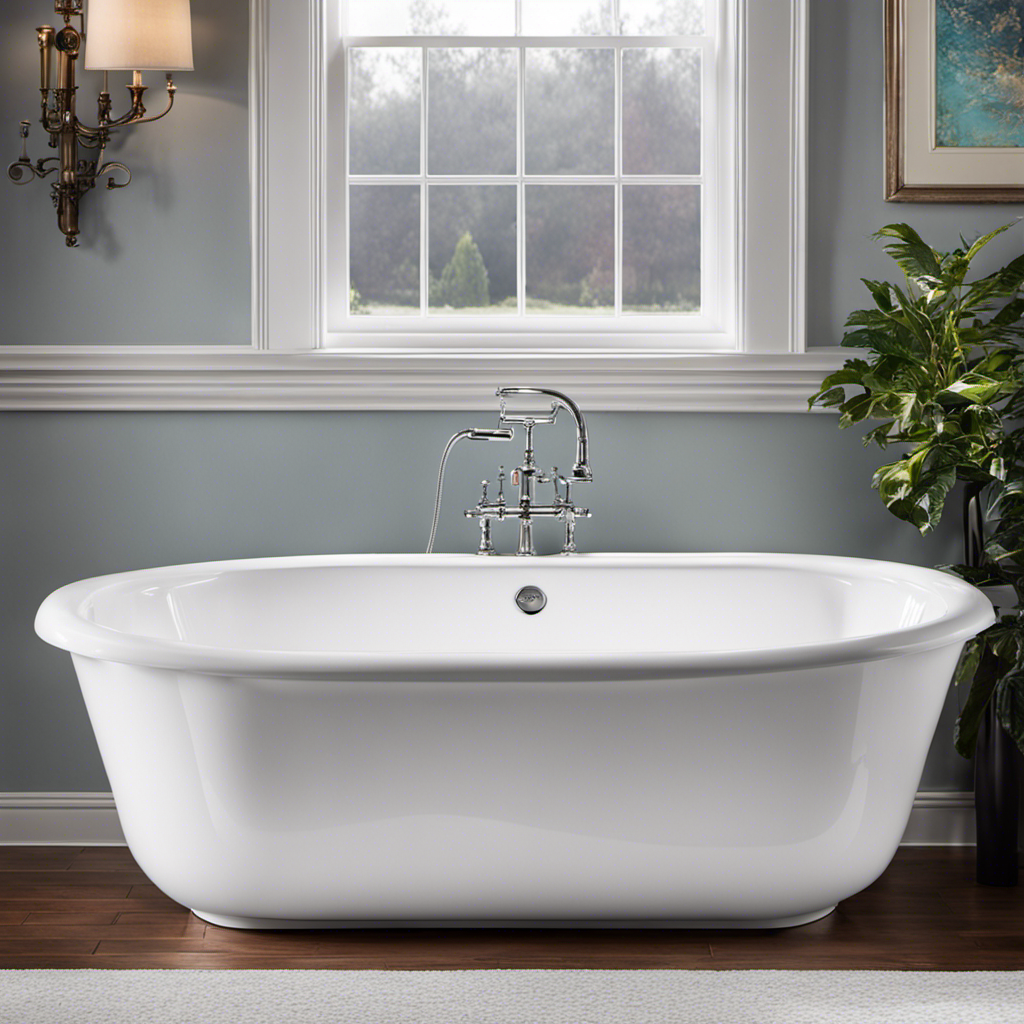 An image showcasing a dull, stained plastic bathtub being transformed into a gleaming, spotless white