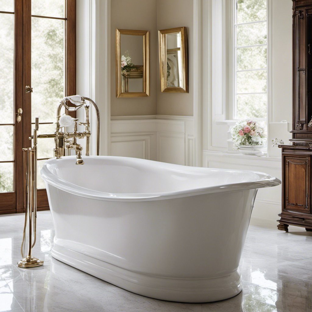 An image showcasing a sparkling white bathtub being effortlessly restored to its original pristine state