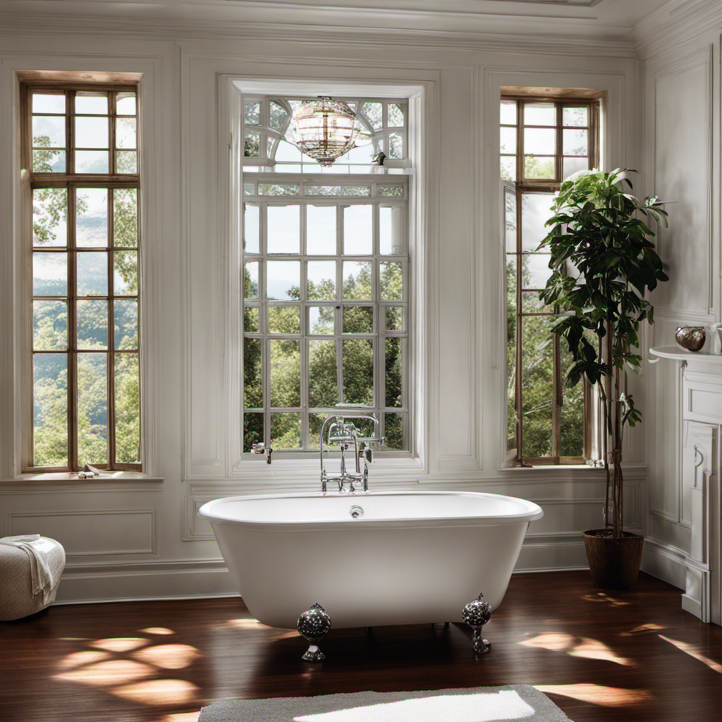 An image showcasing a sparkling white bathtub with a gleaming surface, devoid of any red stains
