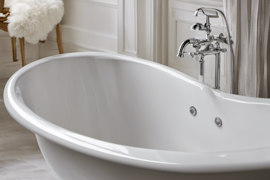 An image showcasing a sparkling white bathtub, devoid of yellow stains