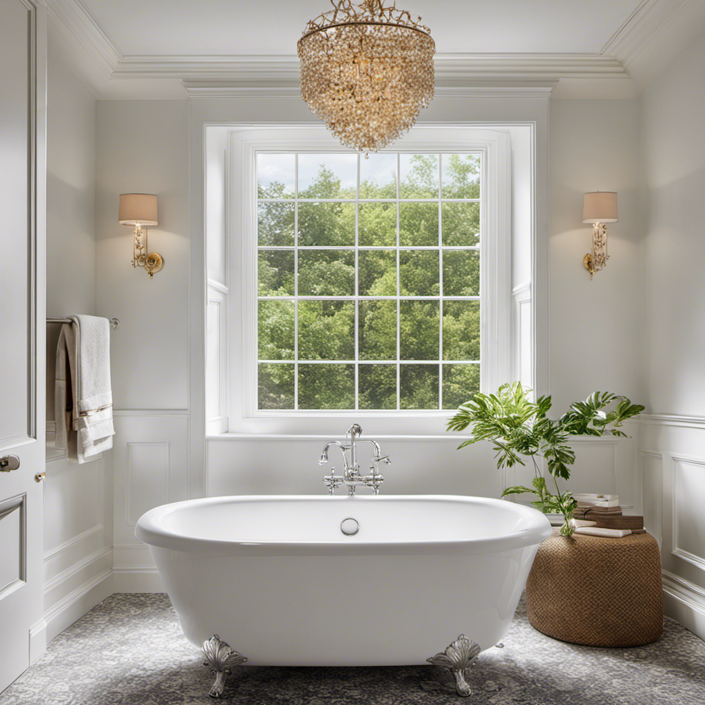 An image showcasing a gleaming white bathtub, devoid of any yellow stains