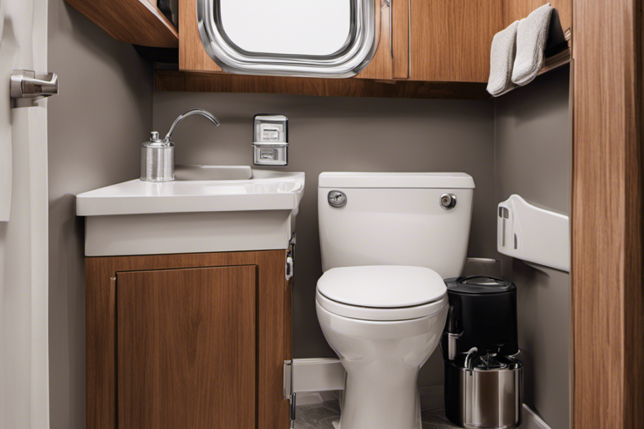 An image showcasing step-by-step installation of an RV toilet