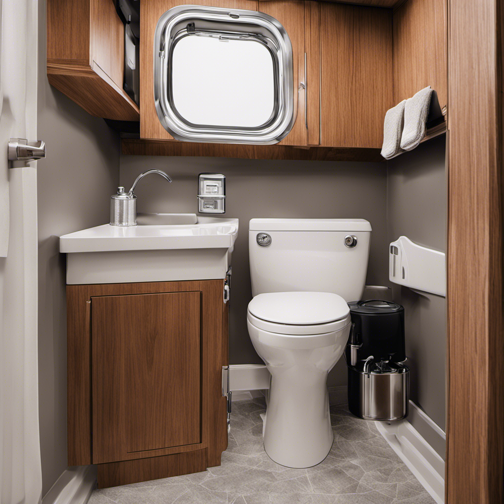 An image showcasing step-by-step installation of an RV toilet