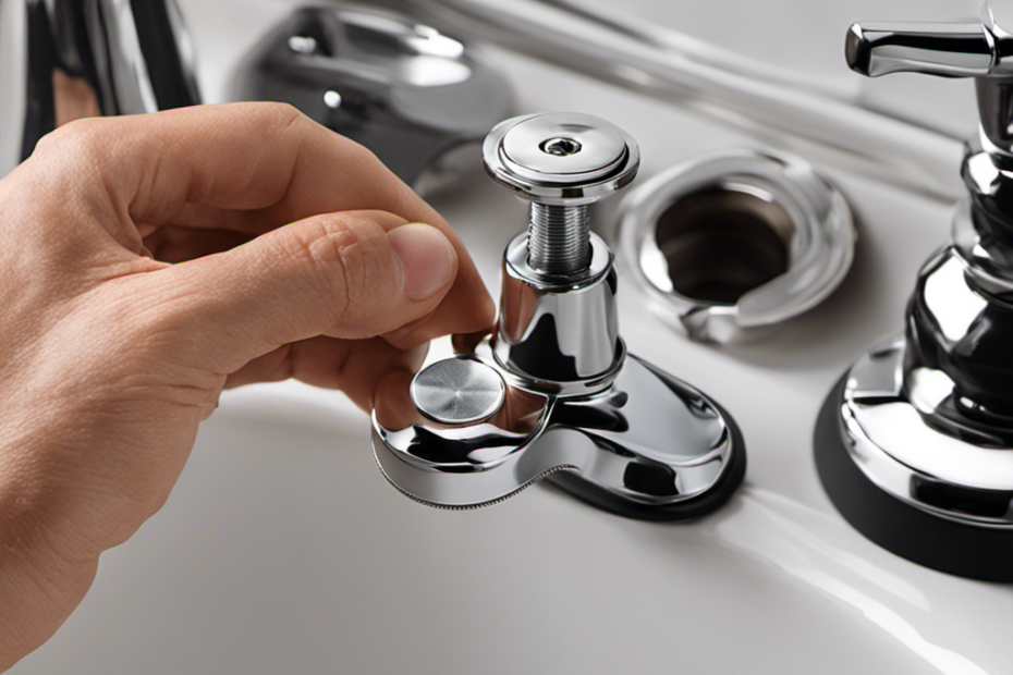 An image capturing the step-by-step process of installing a bathtub drain stopper, featuring a hand holding a wrench, unscrewing the old stopper, placing the new one carefully, and tightening it securely