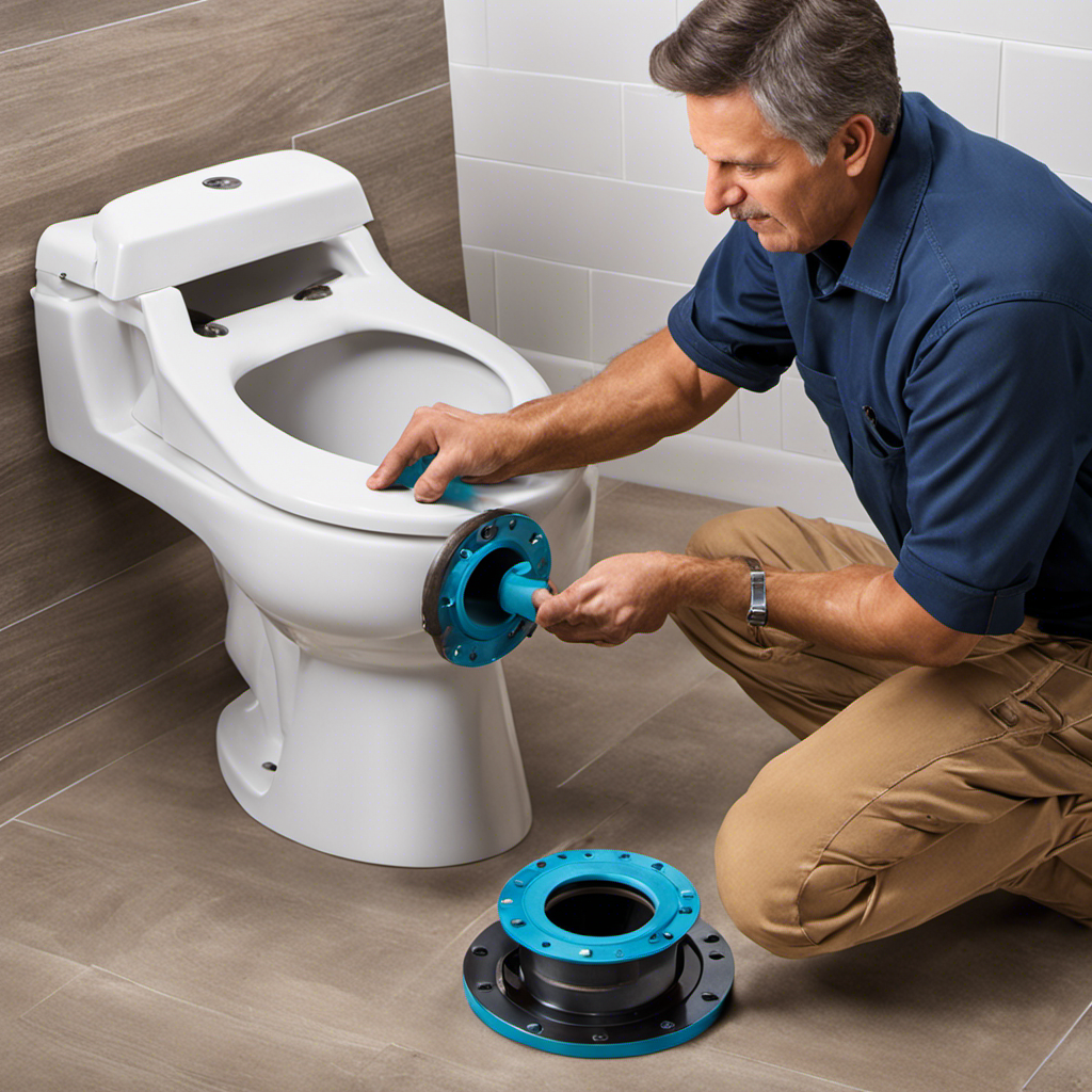 An image showcasing a step-by-step guide on installing a new toilet flange