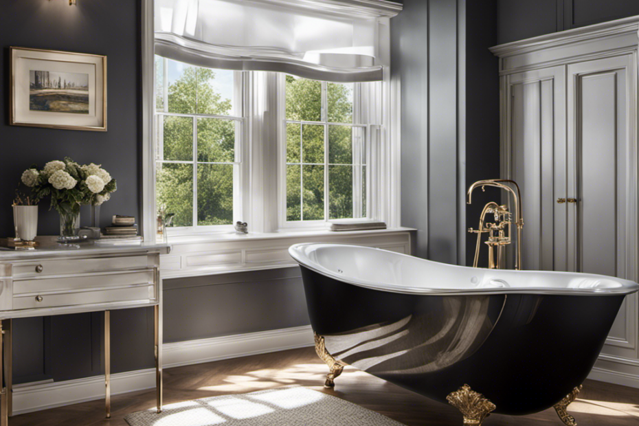 A captivating image showcasing a gloomy acrylic bathtub transformed into a lustrous masterpiece
