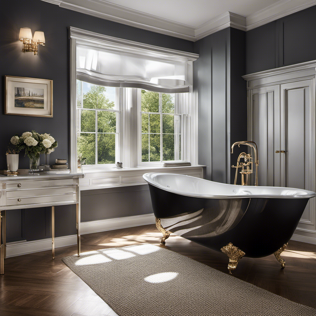 A captivating image showcasing a gloomy acrylic bathtub transformed into a lustrous masterpiece