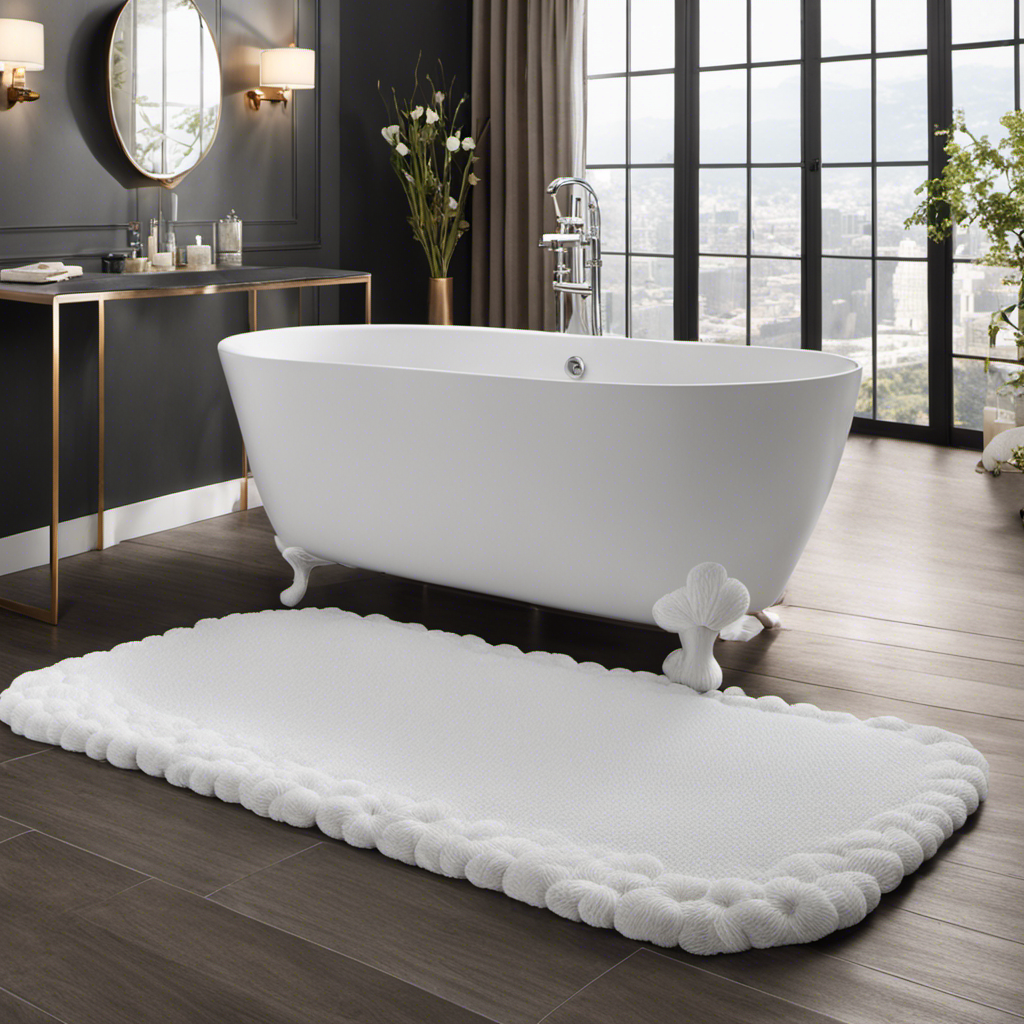 An image that showcases a bathtub covered in a textured, non-slip bath mat