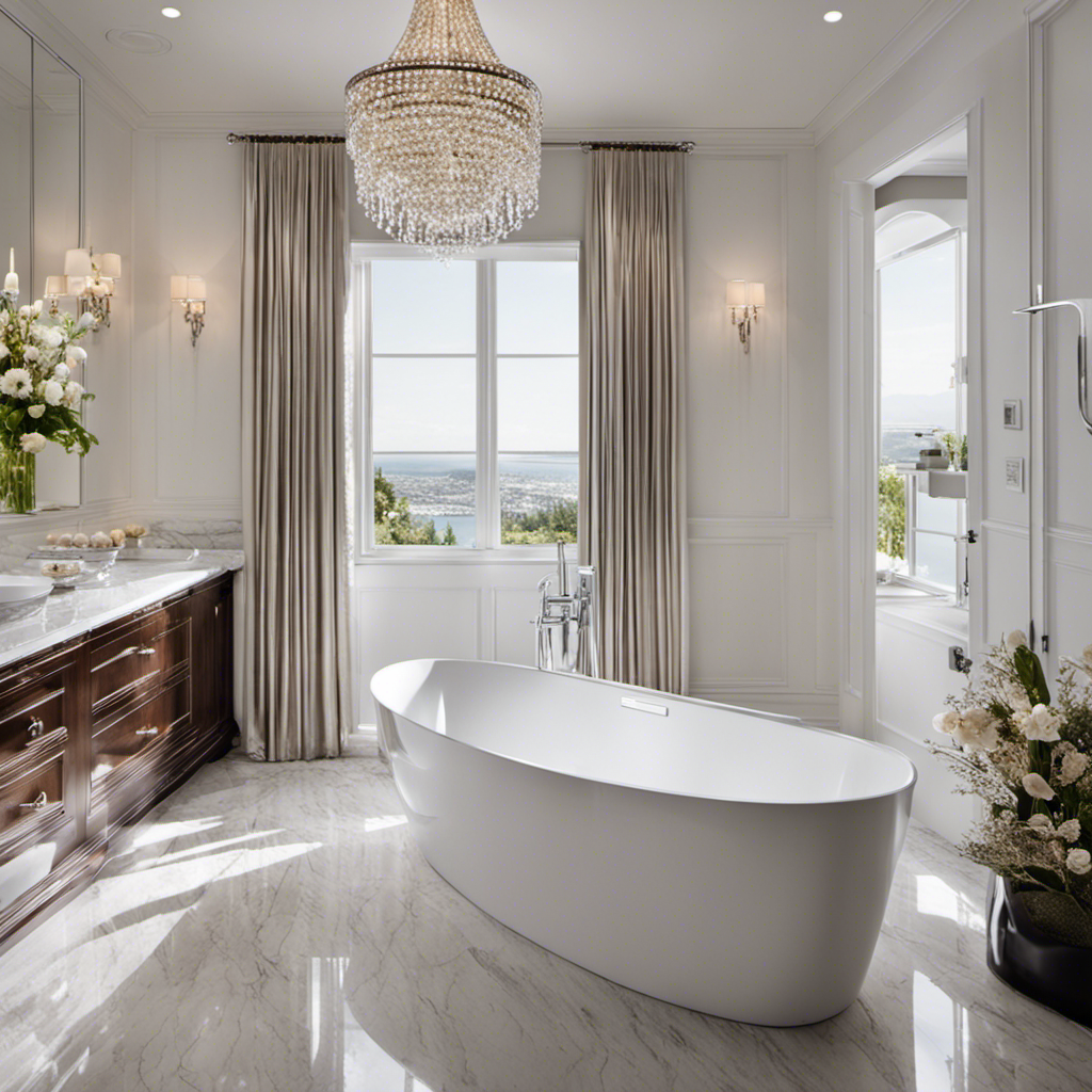 An image showcasing a sparkling, gleaming bathtub that appears brand new