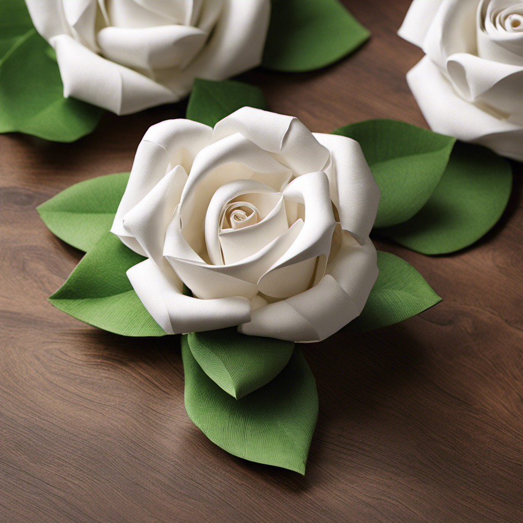 An image showcasing the step-by-step process of crafting beautiful toilet paper roses: from folding the delicate petals to carefully shaping the blooms, capturing the essence of this unique DIY project