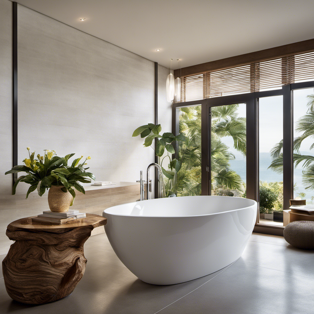 An image showcasing a bathtub transformed into a luxurious oasis: a deep, sleek design with raised sides, sculpted armrests, and a wide, contoured backrest, inviting readers to discover how to make their bathtub deeper