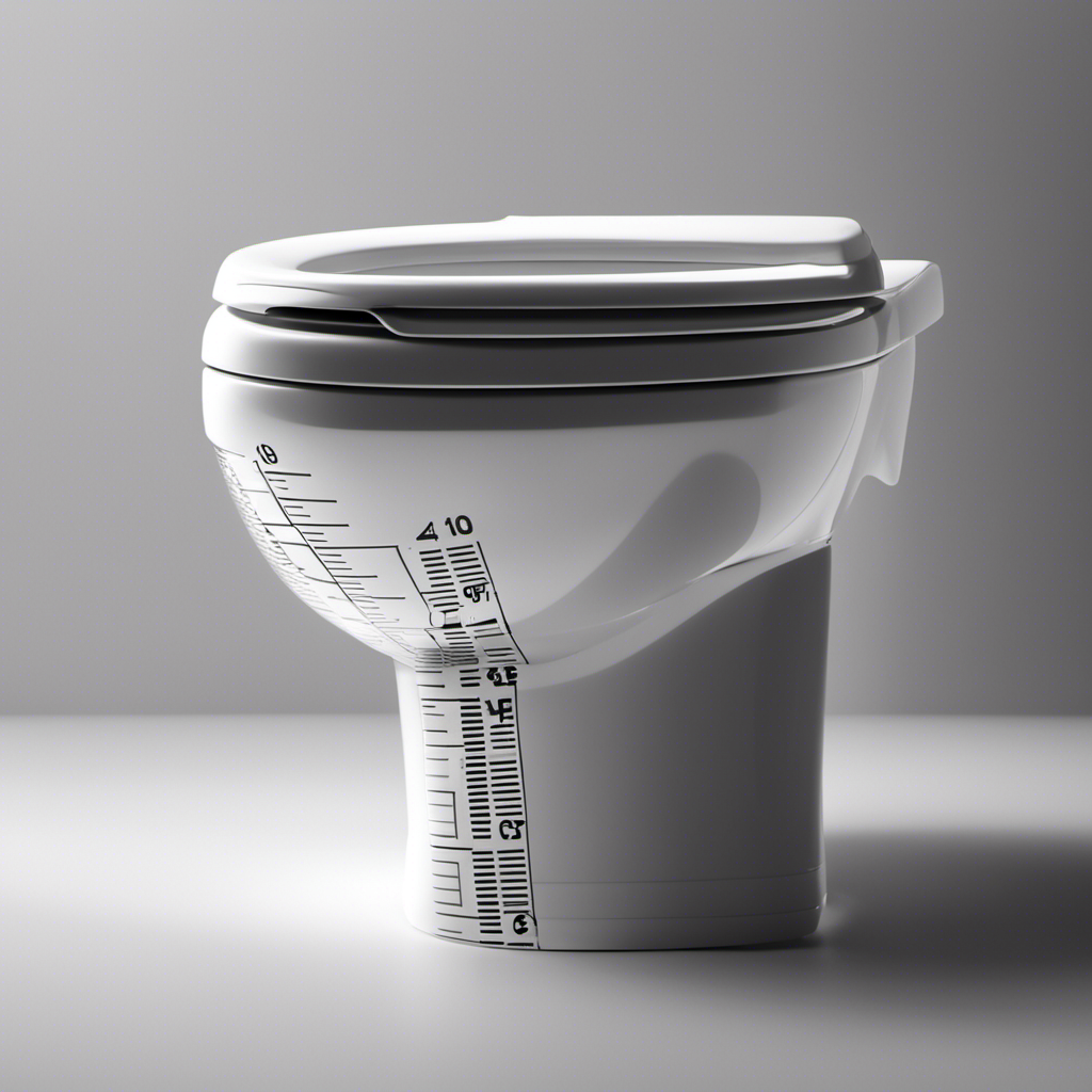 An image showcasing a measuring tape wrapped around the toilet bowl, highlighting its contours and edges