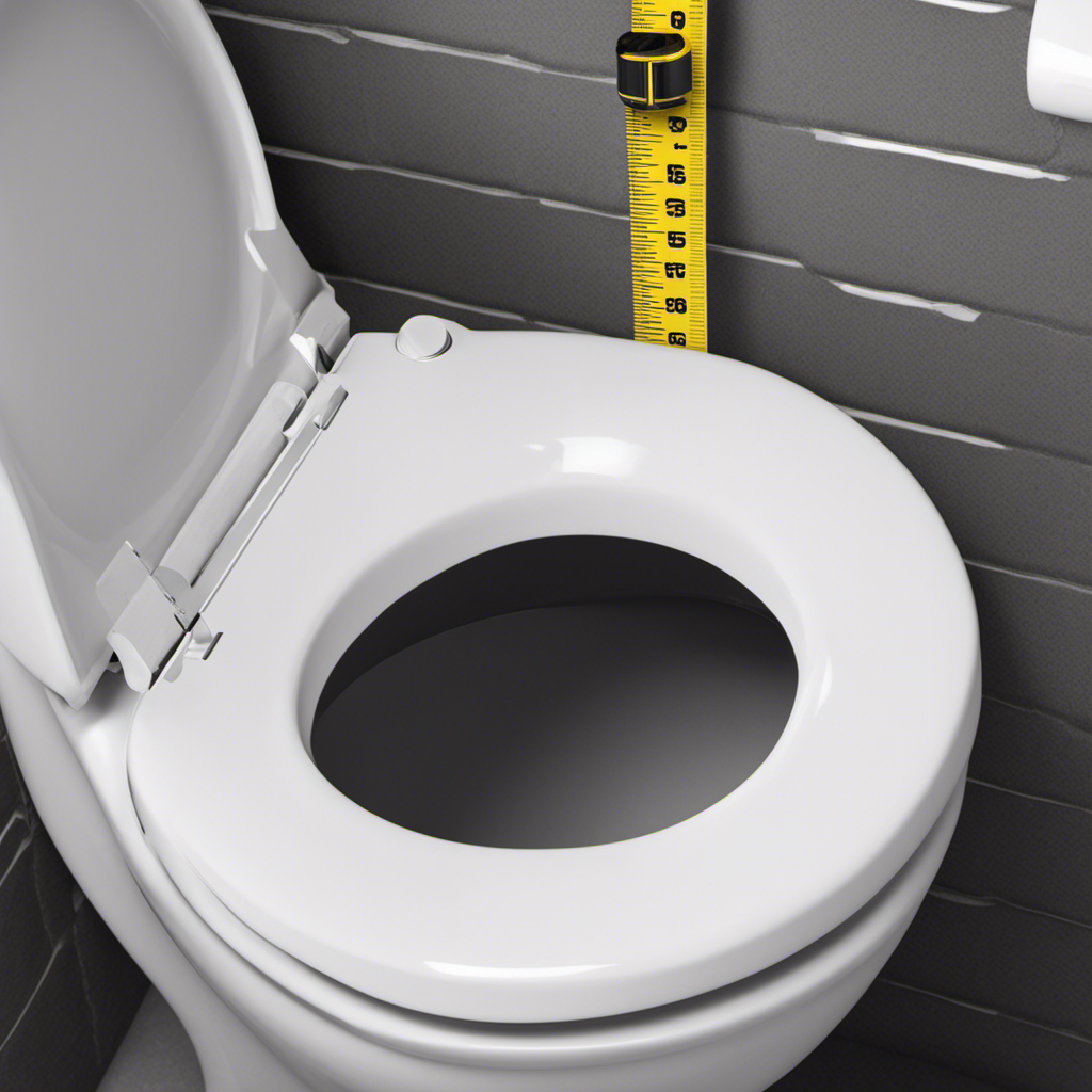 An image showcasing a tape measure stretched from the wall to the center of the toilet flange, indicating proper measurement for toilet replacement