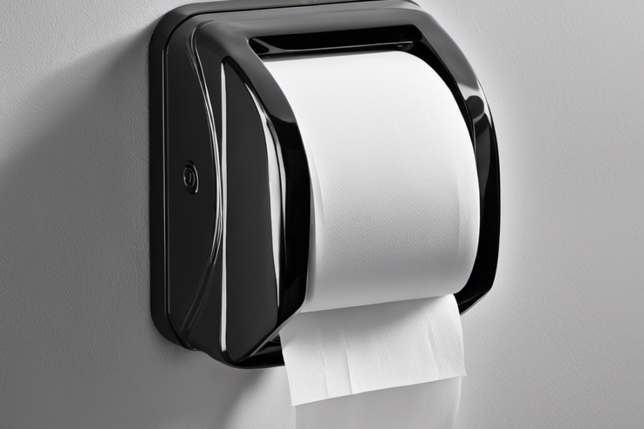 An image showcasing a step-by-step guide on opening a Georgia-Pacific toilet paper dispenser