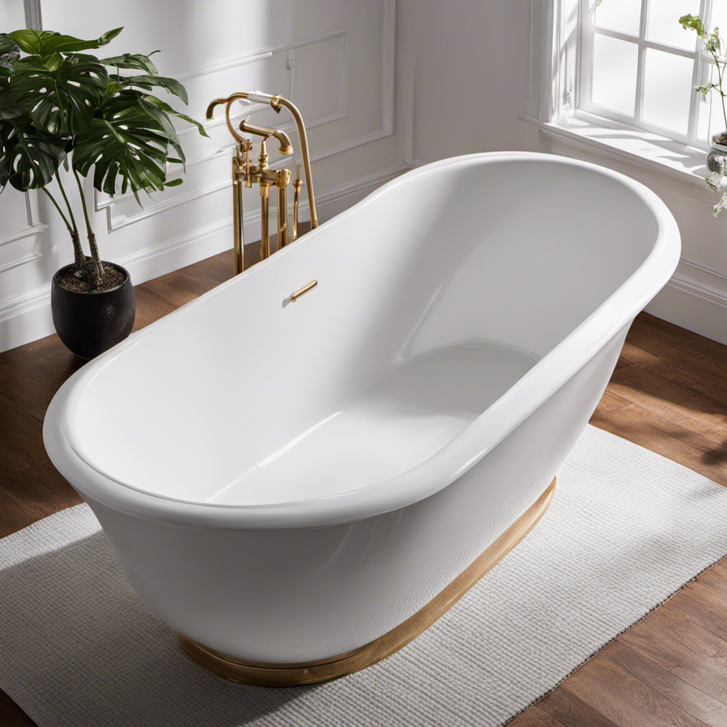 An image that showcases a step-by-step transformation of a worn-out bathtub into a pristine white masterpiece